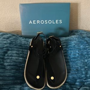 Aerosols Carmen, black suede sandal size 10.5 medium with